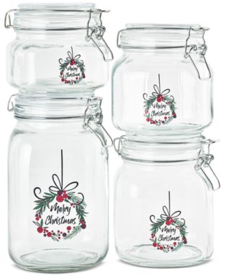 Art & Cook - 4-Pc. Wide-Mouth Clamp-Lid Printed Canister Set
