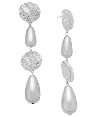 I.N.C. International Concepts - Textured Disc & Bead Linear Drop Earrings