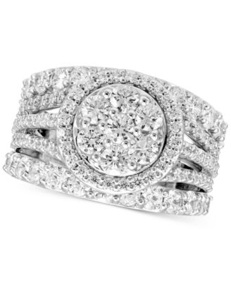 Macy's - Diamond Multirow Cluster Ring (3 ct. t.w.) in 14k White Gold