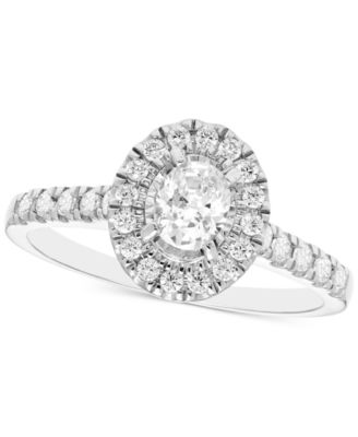 Macy's - Diamond Oval & Round Halo Engagement Ring (5/8 ct. t.w.) in 14k White Gold