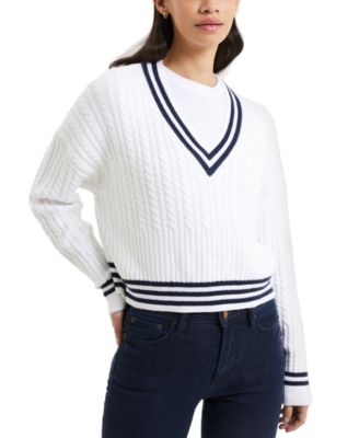 French Connection - Women's Babysoft V-Neck Varsity Sweater