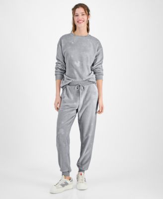 Disney - Juniors' Celestial Mickey Mouse Embossed Velour Sweatshirt