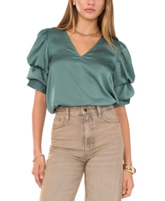 1.STATE - Women's Tiered Bubble-Sleeve Blouse