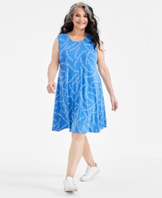 Style & Co - Plus Size Sleeveless Mixed-Stripe Tank Dress
