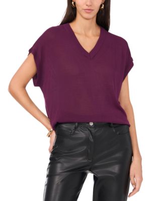 Vince Camuto - Women's V-Neck Short-Sleeve Sweater