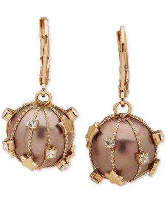 lonna & lilly - Gold-Tone Star & Pav&eacute; Wrapped Bead Drop Earrings