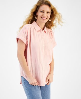 Style & Co - Women's Cotton Double-Gauze Button Shirt