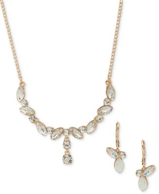Anne Klein - Gold-Tone Mixed Crystal Lariat Necklace & Drop Earrings Set