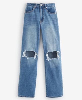 With Jules - Big Girls Distressed Wide-Leg Jeans