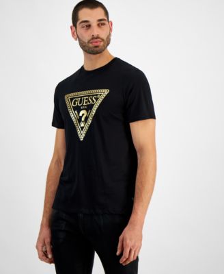GUESS - Men's Relaxed-Fit Metallic Chain Triangle Logo Graphic T-Shirt