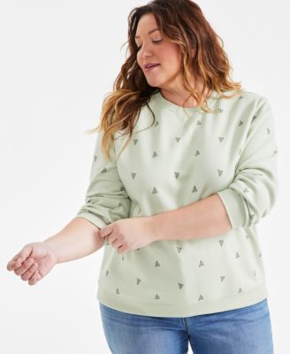 Style & Co - Plus Size Printed Crewneck Long-Sleeve Sweatshirt