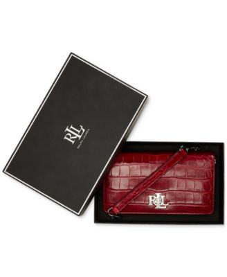 Lauren Ralph Lauren - Embossed Leather Crossbody Turn-Lock Tech Case