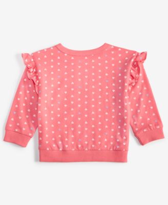 First Impressions - Baby Girls Long-Sleeve Tonal Hearts Printed T-Shirt