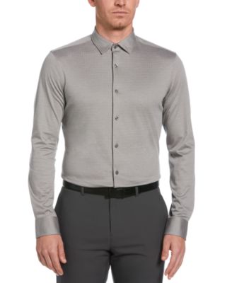 Perry Ellis - Men's Slim Long Sleeve Button-Front Dobby Shirt