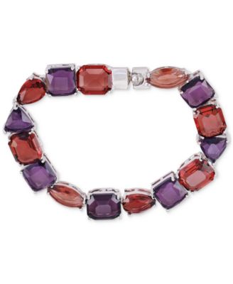 GUESS - Silver-Tone Mixed Color Crystal Tennis Bracelet