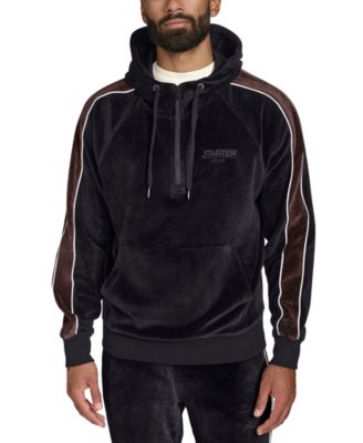 Starter - Men's Velour Quarter-Zip Jersey-Lined Hoodie