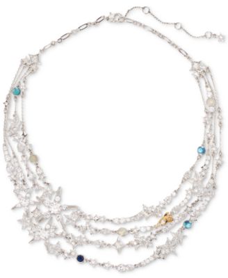 kate spade new york - Silver-Tone Stone & Cubic Zirconia Star Multi-Strand Collar Necklace, 16" + 3" extender