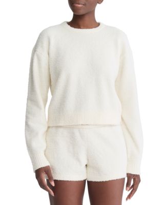 Calvin Klein - Women's Cropped Plush Lounge Sweatshirt
