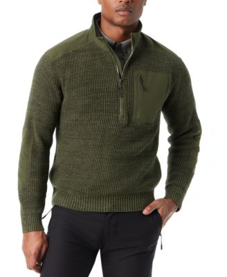 BASS OUTDOOR - Men's Quarter-Zip Long Sleeve Pullover Patch Sweater