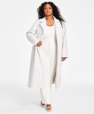 Nina Parker - Trendy Plus Size Belted Trench Coat