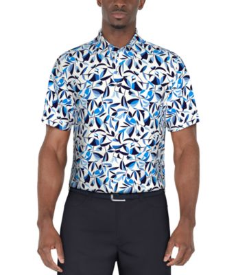 PGA TOUR - Men's Textured Geo Botanical Short Sleeve Polo Shirt