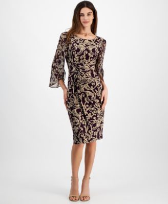 Connected - Women's 3/4-Sleeve Printed Sheath Dress