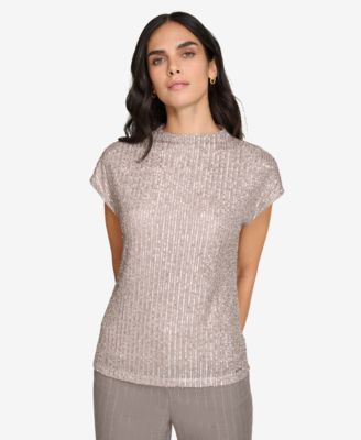 Calvin Klein - Women's Sequin Short-Sleeve Top