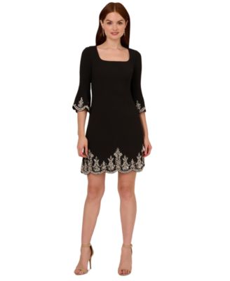 Adrianna Papell - Women's Beaded Square-Neck A-Line Dress