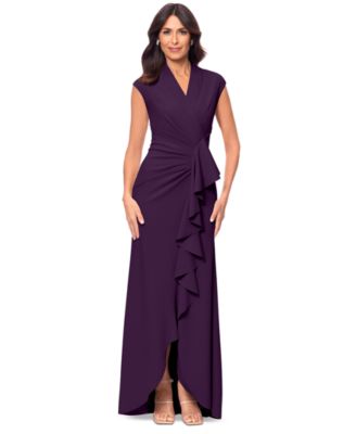 Betsy & Adam - Women's Waterfall-Ruffle Gathered-Waist Gown