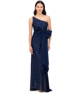 Eliza J - Women's One-Shoulder Satin-Bow Sequinned Gown
