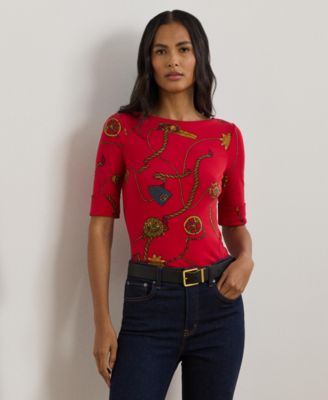 Lauren Ralph Lauren - Women's Print Stretch Cotton Boatneck Tee