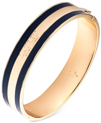 Lauren Ralph Lauren - Gold-Tone Blue Enamel Striped Hinged Bangle Bracelet