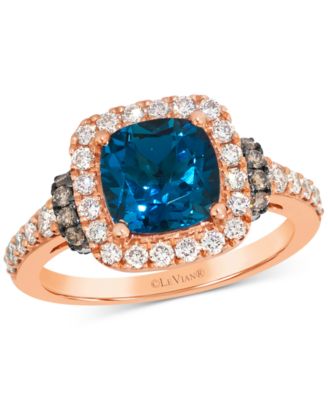 Le Vian - London Blue Topaz (2-1/2 ct. t.w.) & Diamond (3/4 ct. t.w.) Statement Ring in 14k Rose Gold