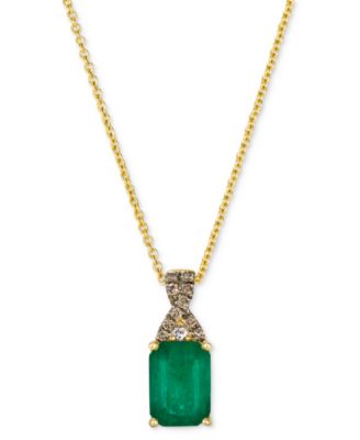 Le Vian - Emerald (1 ct. t.w.), Nude Diamond & Chocolate Diamond Accent 20" Pendant Necklace in 14k Honey Gold