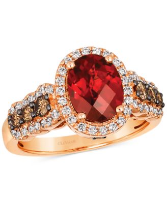 Le Vian - Garnet (2 ct. t.w.) & Diamond (3/4 ct. t.w.) Halo Ring in 14k Rose Gold