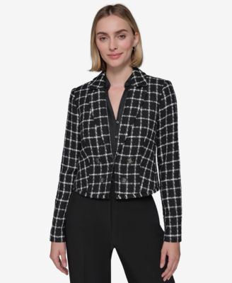 KARL LAGERFELD PARIS - Women's Tweed Windowpane Jacket