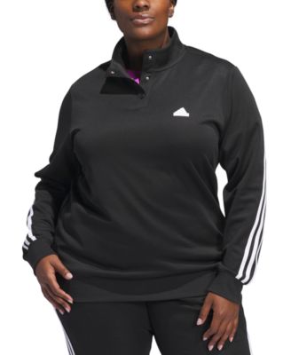 adidas - Plus Size 3-Stripes Snap-Collar Track Top