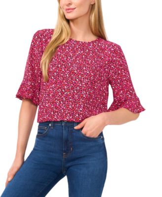 CeCe - Women's Elbow-Sleeve Ruffle-Cuff Top