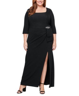 Alex Evenings - Plus Size Metallic Square-Neck Gown