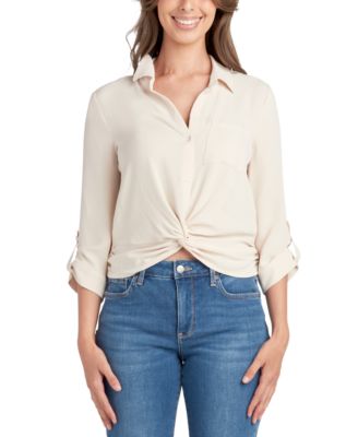 BCX - Juniors' Twist-Hem Utility Shirt
