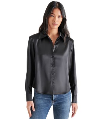 Steve Madden - Women's Asa Charmeuse Shoulder Pad Shirt