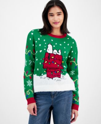 Hooked Up by IOT - Juniors' Snoopy Dog House Christmas Sweater