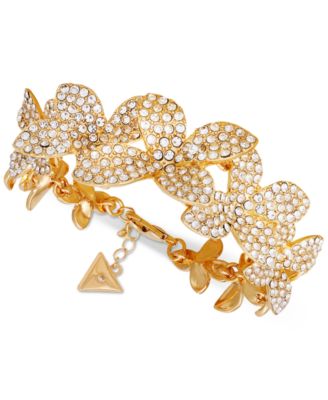 GUESS - Gold-Tone Pav&eacute; Flower Statement Bracelet