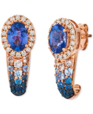 Le Vian - Multi-Gemstone (2-1/10 ct. t.w.) & Nude Diamond (1/4 ct. t.w.) Ombr&eacute; Drop Earrings in 14k Rose Gold