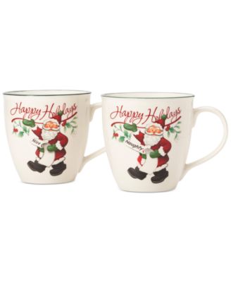 Winterberry - Naughty And Nice Collection Porcelain 2-Pc. Mug Set