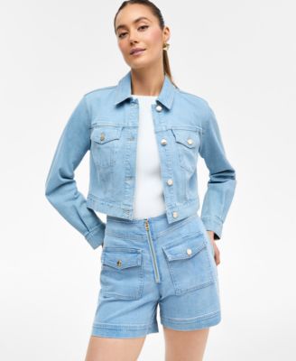 I.N.C. International Concepts - Women's Cropped Trucker Jacket, Exclusively at Macy's