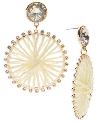 I.N.C. International Concepts - Gold-Tone Crystal Raffia-Wrapped Drop Earrings