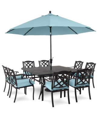 Agio - Wythburn Outdoor Dining 9pc Set (64" Square Table & 8 Lattice Dining Chairs), Created for Macy's