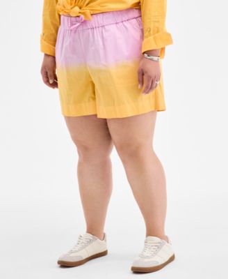 On 34th - Trendy Plus Size Ombr&eacute; Drawstring Shorts