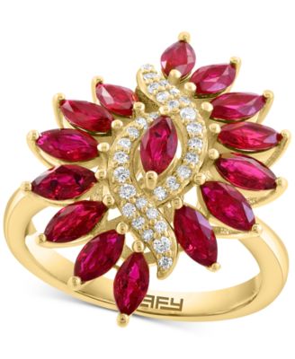 EFFY Collection - Ruby (2-3/8 ct. t.w.) & Diamond (1/6 ct. t.w.) Statement Ring in 14k Yellow Gold